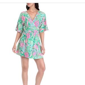 Lilly Pulitzer Parigi Skort Romper in Amalfi Blue Leaf It Wild Sz Medium NWT
